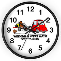 Vintage Karting "Weekends were made for racing" Wall Clock