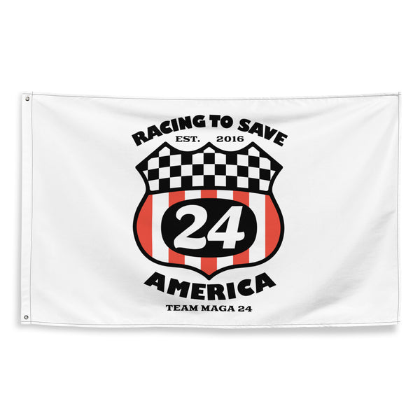 Racing to Save America '24 Shield Team MAGA Flag