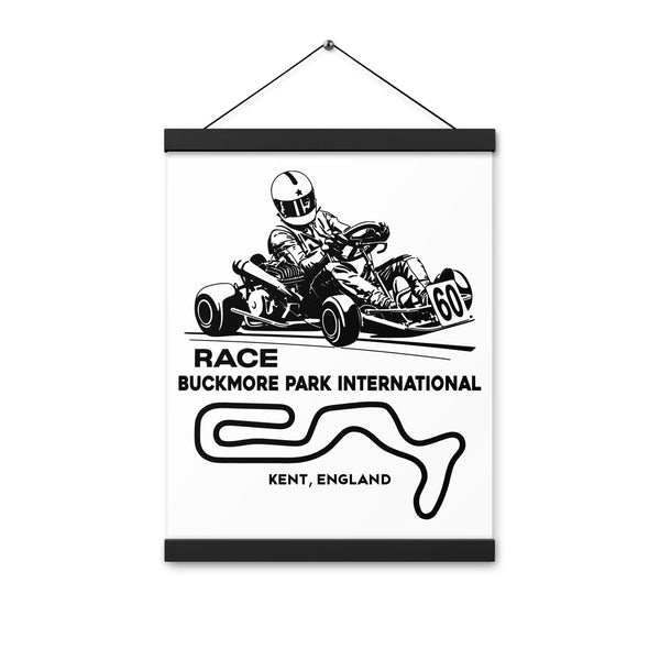 Vintage Karting Race Buckmore Park Int'l Kent England Poster with hangers