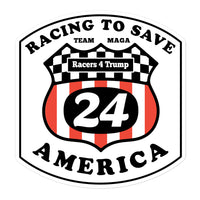 Racing to Save America Shield Team MAGA 24 Bubble-free stickers