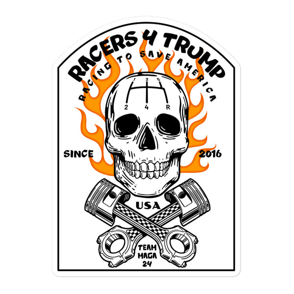Racers 4 Trump Team MAGA 24 Flames & Skull Bubble-free stickers