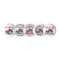 Trump Driving Racecar #1 Racers 4 Trump "Racing to Save America" Set of Campaign Pin Buttons