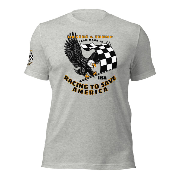 Racers 4 Trump "The Eagle Flys" Team MAGA 24 Racing to Save America Unisex T-shirt