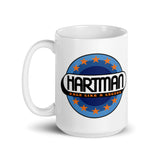 Vintage Karting Hartman "Race Like a Legend" Blue Stars White Glossy Mug